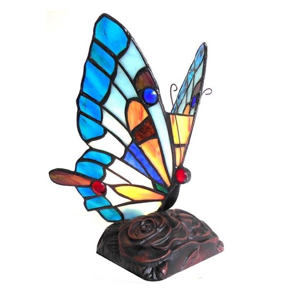 Butterfly Stained Art Glass Accent Lamp