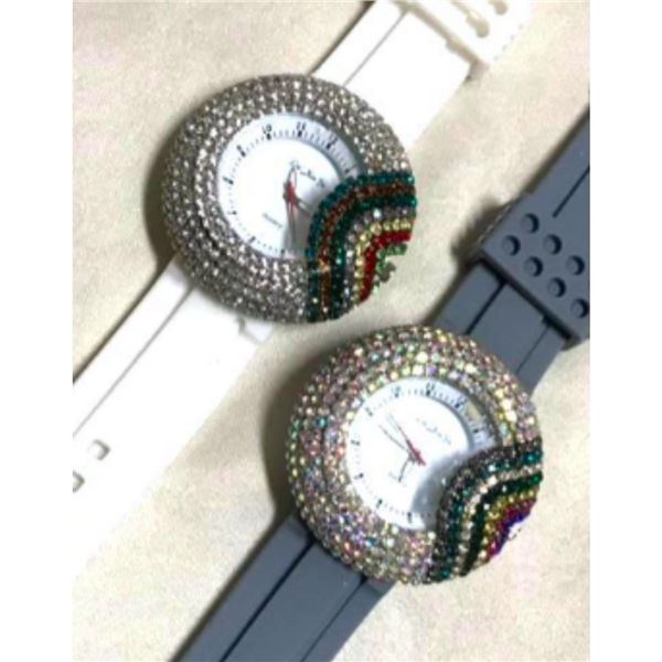 Pair of Japanese Quartz Crystal Rainbow Wristwatches