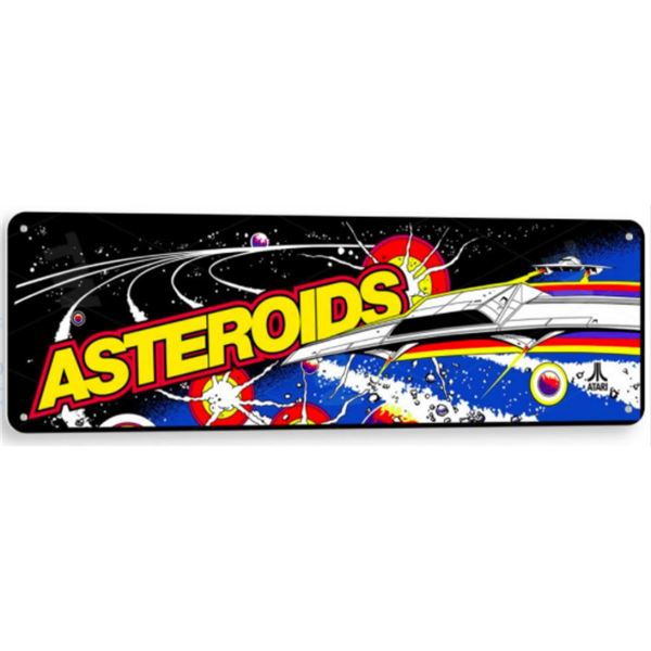 Arcade Game Marquee, Asteroids, Metal Game Room Sign