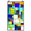 Image 1 : Geometric Stained Art Glass Hanging Window Panel