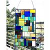 Image 2 : Geometric Stained Art Glass Hanging Window Panel