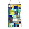 Image 3 : Geometric Stained Art Glass Hanging Window Panel