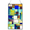 Image 4 : Geometric Stained Art Glass Hanging Window Panel