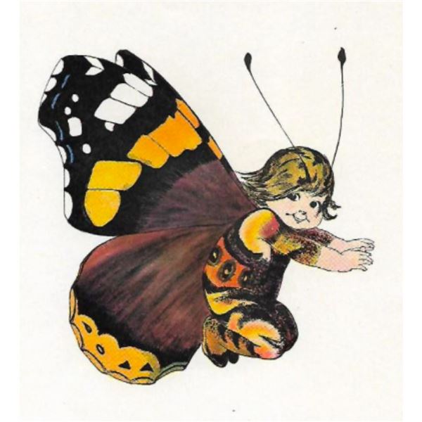 1914 Butterfly Babies Lithograph, Red Admiral