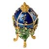 Image 2 : Faberge Inspired Blue Floral Footed Trinket Box Egg