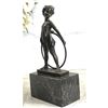 Image 1 : Little Girl Playing With Hoop Bronze Sculpture