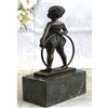 Image 3 : Little Girl Playing With Hoop Bronze Sculpture