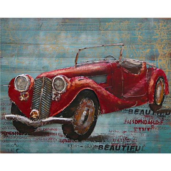 Rolls Royce Convertible Mixed Media 3D Metal Art Painting