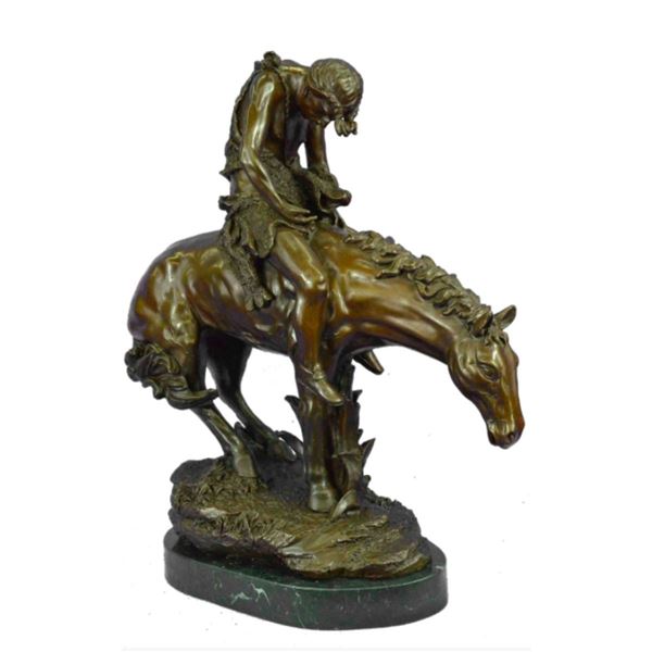 After Remington, Native American Bronze Sculpture