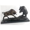 Image 2 : Stock Market Bull Bear Signed Bronze Sculpture