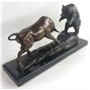 Image 3 : Stock Market Bull Bear Signed Bronze Sculpture