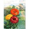 Image 1 : 1920's Color Lithograph Print, Zinnia