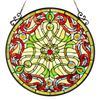 Image 1 : Stained Art Glass Jeweled Round Hanging Window Panel