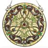 Image 2 : Stained Art Glass Jeweled Round Hanging Window Panel