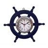 Image 1 : Nautical Wood Chrome Ship's Wheel Clock