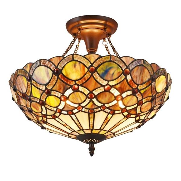 Edwardian Style Stained Art Glass Fixture