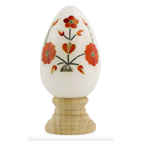 Gemstone Inlaid Marble Egg