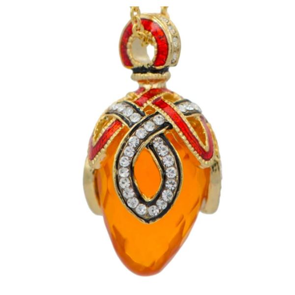 Russian Royal Golden Crystal Egg Necklace