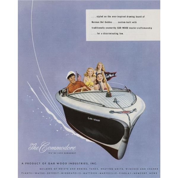 Original 1947 The Commodore Runabout Boat Ad