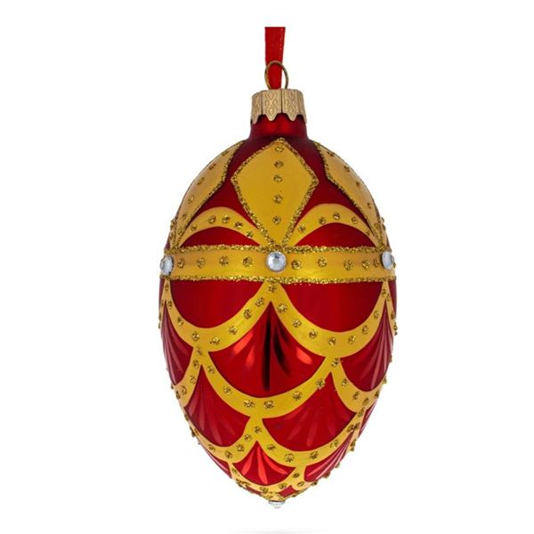 Ukrainian Ruby Glass Egg Ornament
