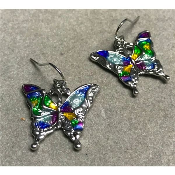 Butterfly Multi-color Enameled Earrings