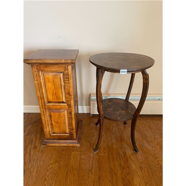 Wood Pedestal (With Cupboard) 13 x 13 x 30 & Round Accent Table 18" Diameter x 29"h