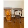 Image 1 : Wood Pedestal (With Cupboard) 13 x 13 x 30 & Round Accent Table 18" Diameter x 29"h