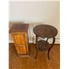 Image 2 : Wood Pedestal (With Cupboard) 13 x 13 x 30 & Round Accent Table 18" Diameter x 29"h