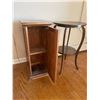 Image 3 : Wood Pedestal (With Cupboard) 13 x 13 x 30 & Round Accent Table 18" Diameter x 29"h