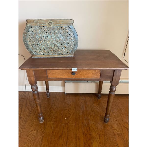 Small Desk with Drawer 34 x 22 x 27 & Wicker Basket with Slide Lock