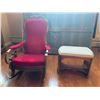 Image 1 : Rocking Chair with Padded Seat (Left Arm Is Damaged) - Small Bench with Padded Seat