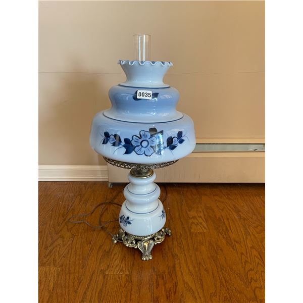 Vintage Porcelain Shade Lamp (Blue) 29"h