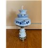 Image 1 : Vintage Porcelain Shade Lamp (Blue) 29"h