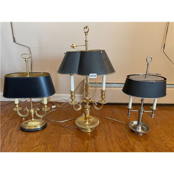 Mid-century Modern Candelabra Lamps with Black Shades x3