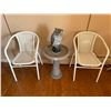 Image 1 : Owl Bird Bath with 2 Wicker Chairs