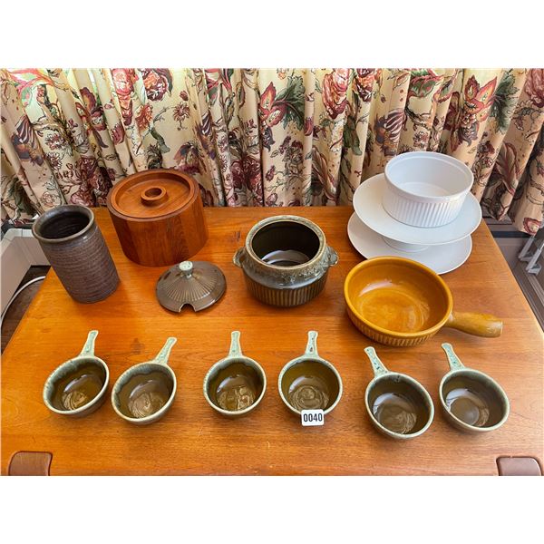 Vintage Fondue Set - Cake Stand - Vase - Ice Bucket