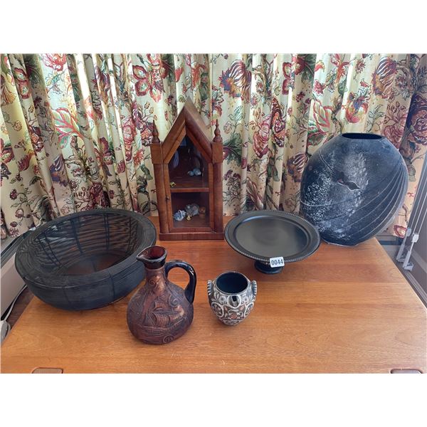 Large Vase - Wire Fruit Bowl - Pitcher - Wood Wall Hanging Display Case - Mudpie Cake Pedestal