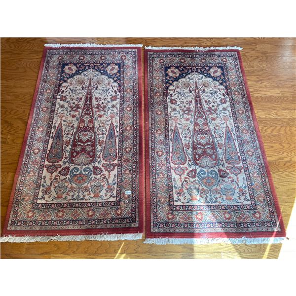 Karastan Persian Treasures 100" New Zealand Wool Pile Rugs x2 - 67"Lx 36"W