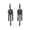 Image 1 : 3.24 ctw Emerald and Diamond Earrings - Platinum