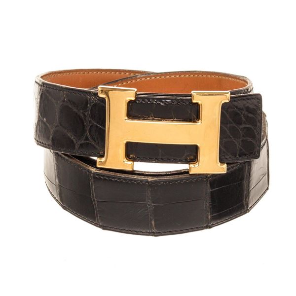Hermes Black Leather Constance Belt
