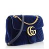 Image 1 : Gucci Blue Matelasse Velvet GG Marmont Medium Flap Bag