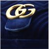 Image 4 : Gucci Blue Matelasse Velvet GG Marmont Medium Flap Bag
