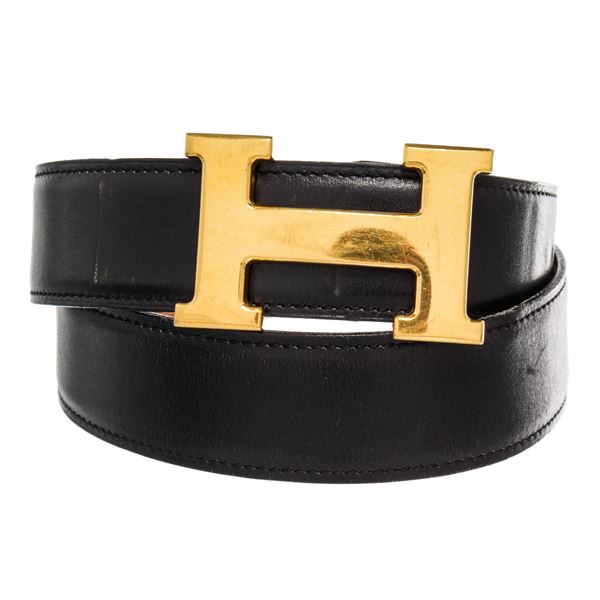 Hermes Black Leather Constance Belt