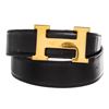 Image 1 : Hermes Black Leather Constance Belt