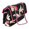 Image 3 : Chanel Vintage Black Multicolor Floral Print Canvas Jumbo Flap Bag