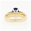 Image 6 : Simple 14k Yellow & White Gold 1.16 ctw Oval Cut Dark Blue Sapphire Solitaire Ri