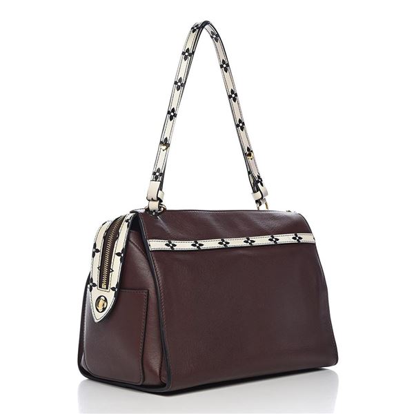 Louis Vuitton Burgundy Speedy Amazon Leather with Monogram Canvas MM Shoulder Ba