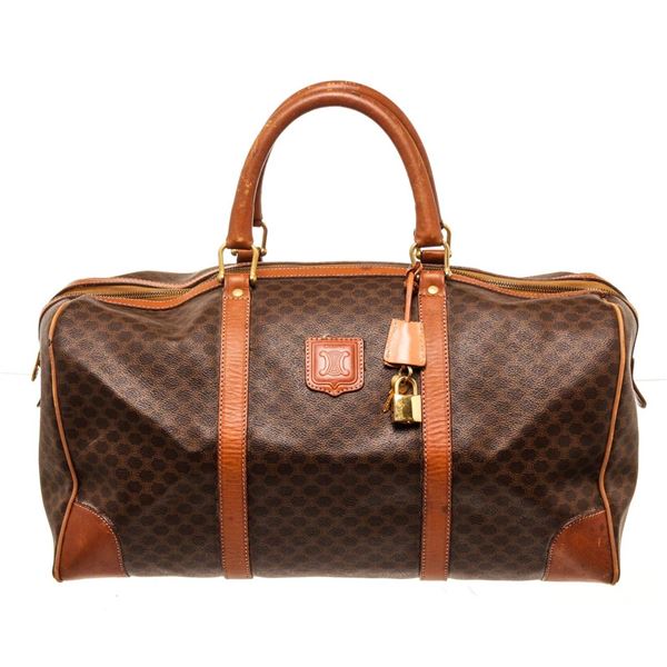 Celine Brown Leather Vintage Boston Travel Bag