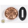 Image 2 : PURE COPPER .999 1-OZ ROUND -CANCER