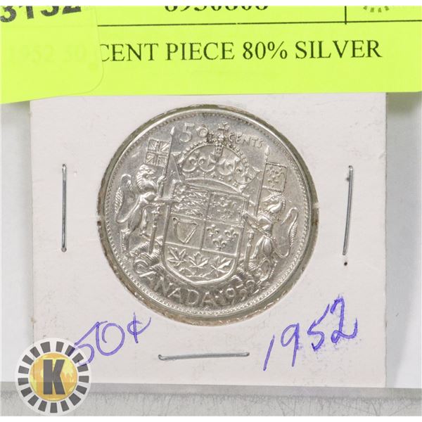 1952 50 CENT PIECE 80% SILVER